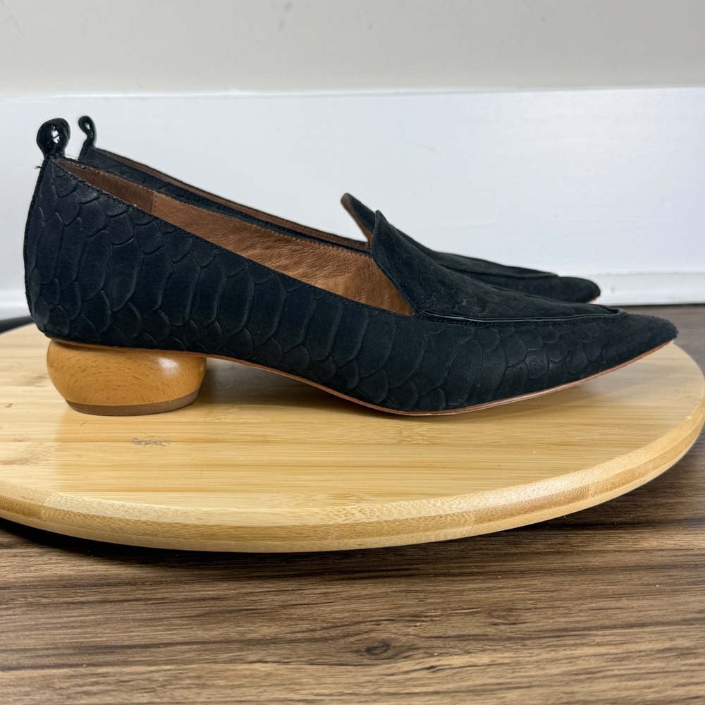 Jeffrey Campbell Loafers Womens 7.5 Black Snake Embossed Orb Heel